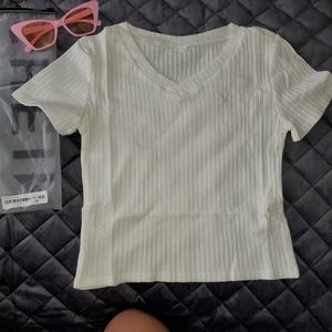 V neck white tee